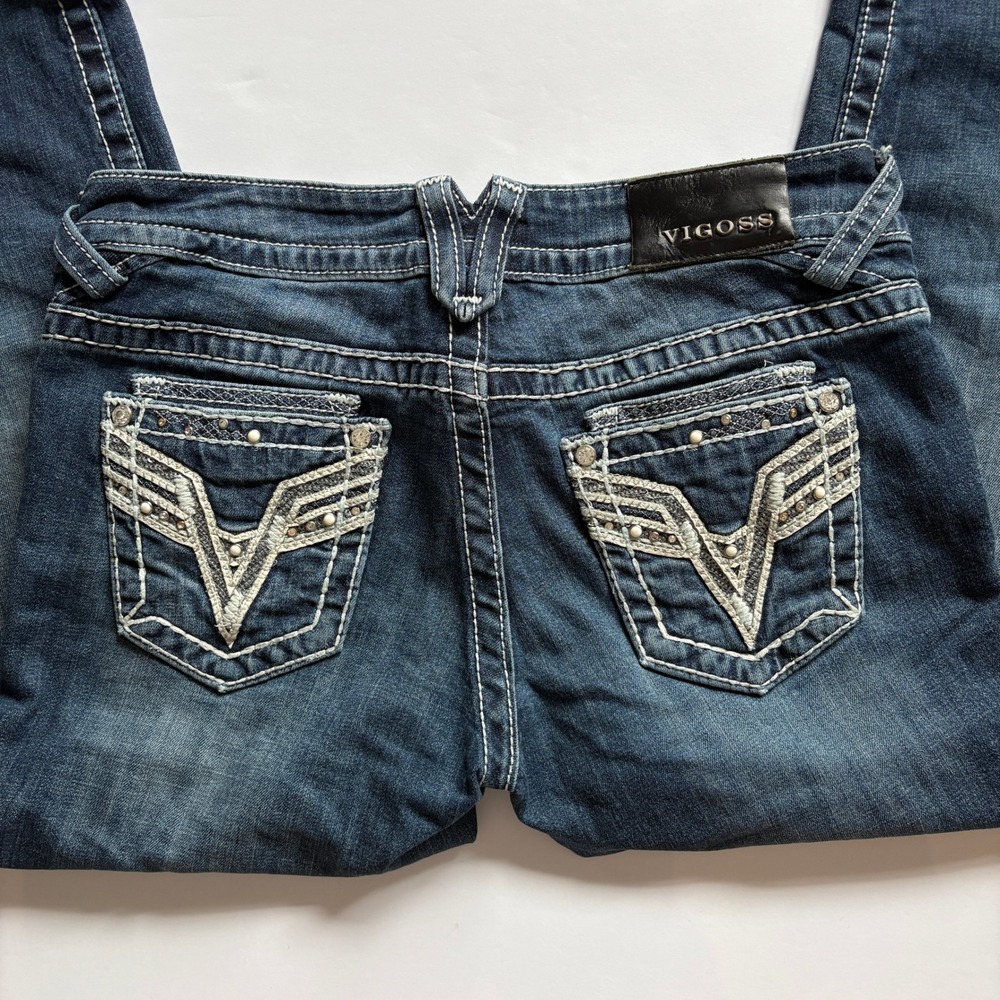 Vigoss Dublin Capri Jeans Low Rise Y2K McBling Rhinestone Embellished